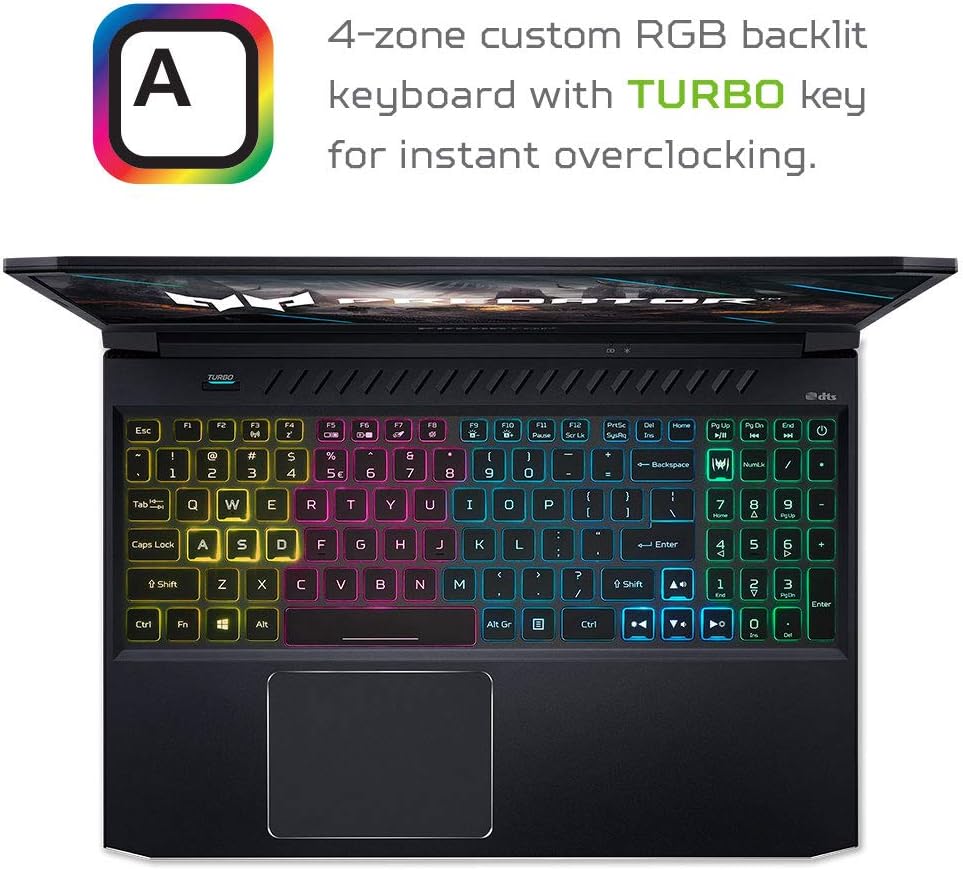 Acer Predator Helios 300 Gaming Laptop, Intel i7-10750H, NVIDIA GeForce RTX 3060 Laptop GPU, 15.6' Full HD 144Hz 3ms IPS Display, 16GB DDR4, 512GB NVMe SSD, WiFi 6, RGB Keyboard, PH315-53-71HN