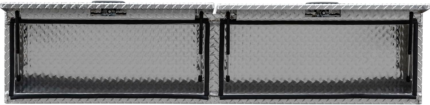 Buyers Products 1701351 Topsider Truck Tool Box, 16x13x72 Inch Diamond Tread Aluminum, Dual Flip-Up Doors, Locking Compression Latches, Weather Resistant, No-Drill Mount, Made in USA