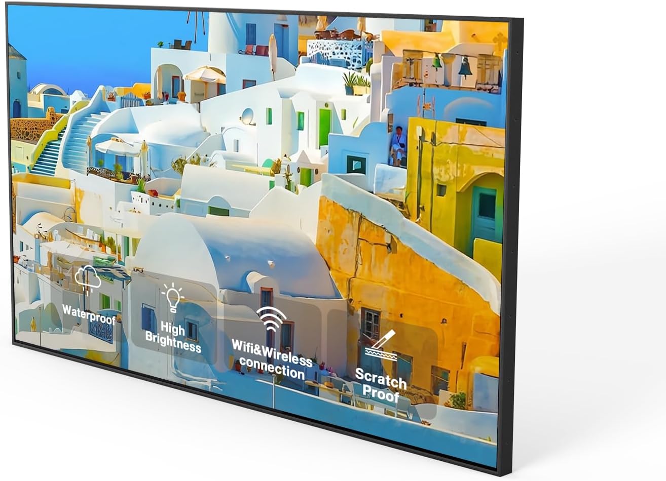 65 Inch Outdoor TV 3000 nits Full Sun LCD Smart TV 4K UHD Outside Television IP55 Weatherproof Ultra-Thin High Brightness All-Weather Wide Viewing Angle Commercial Grade Television