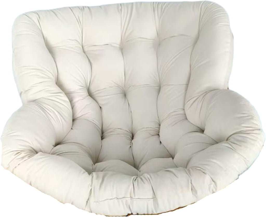 Outdoor Rocking Chair Cushions（Only Cushion, Waterproof Patio Egg Lounge Chair Cushion, Indoor Papasan Chair Cushion(White)