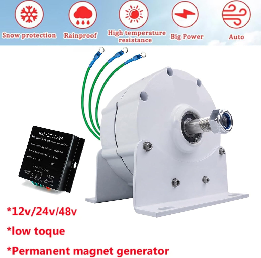 12v, Generators 3000W 12V 24V 48V 220V 3 Phase Gearless Permanent Magnet AC Alternators with Base Low RPM Free Energy Wind Turbine Suitable for Hydroelectric