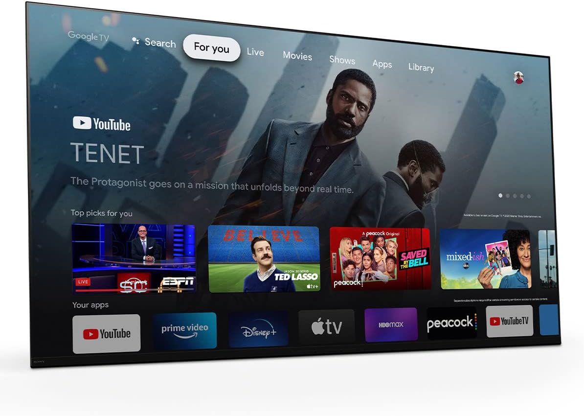 Sony 55 Inch 4K Ultra HD OLED Smart Google TV with Dolby Vision HDR, Bluetooth, Wi-Fi, HDMI, USB - 2022 Model XR55A95K