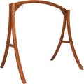 VINGLI 6.7FT Porch Swing Frame, 1000LBS Heavy Duty A-Frame Wooden Porch Swing Stand with Curved Arc Top for 5FT Porch Swing, Large Swing Hanger for Garden, Patio, Backyard & Indoor, Brown