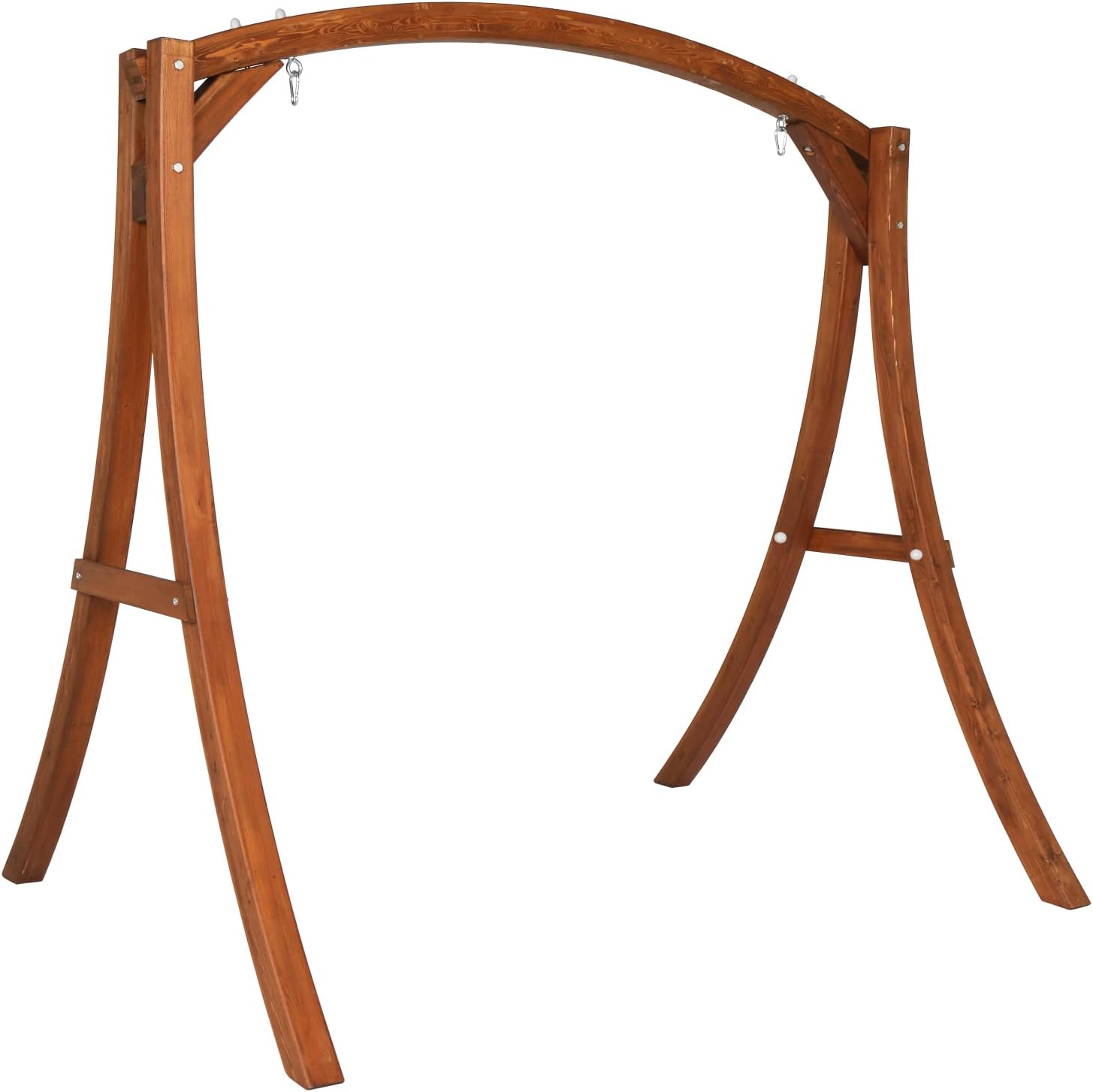 VINGLI 6.7FT Porch Swing Frame, 1000LBS Heavy Duty A-Frame Wooden Porch Swing Stand with Curved Arc Top for 5FT Porch Swing, Large Swing Hanger for Garden, Patio, Backyard & Indoor, Brown