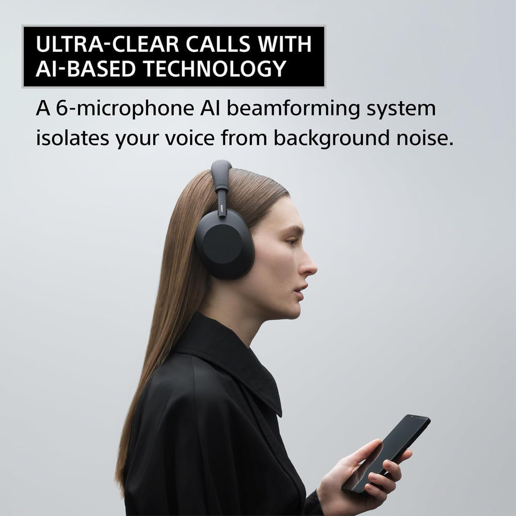Sony WH-1000XM6 The Best Wireless Noise Canceling Headphones + Portable Charger + Headphone Stand + 20W 2-Port Wall Charger (Black)