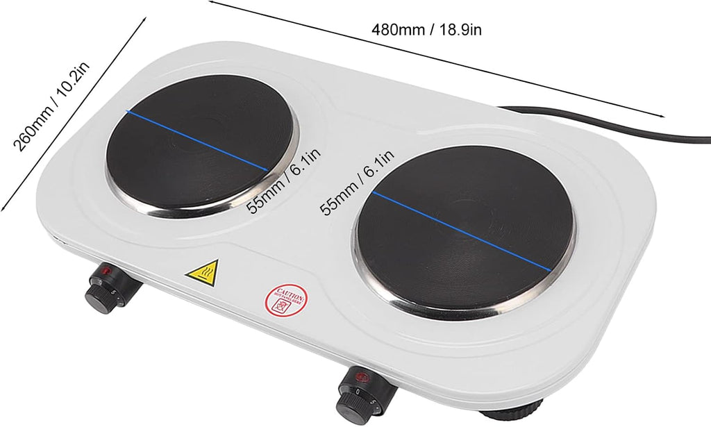 Hot Plate, Electric Double Portable Induction Cooktop Double Home Adjustable Temperature Electric Stove Cast Iron Electric Stove for Kitchen Camping Cooking