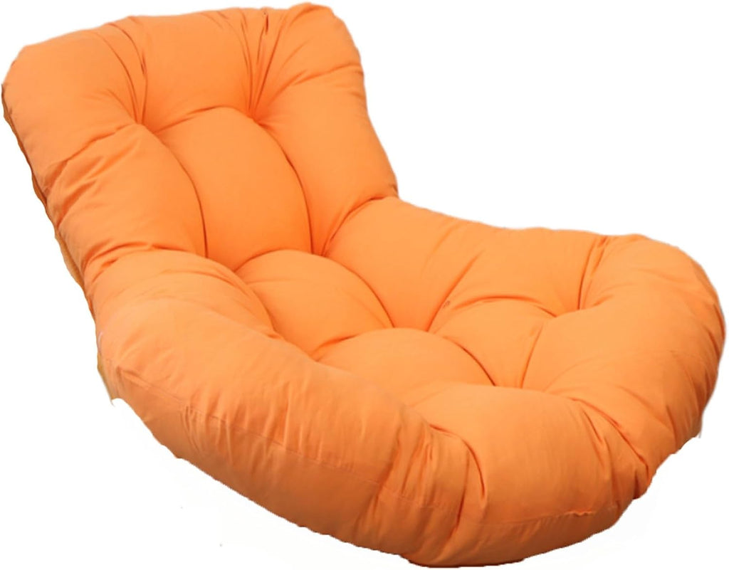 Outdoor Rocking Chair Cushion, Wicker Egg Chair Replacement Pad, Thick Papasan Seat Cushion for Patio, Porch, Balcony, or Garden(Orange,100 * 120cm)