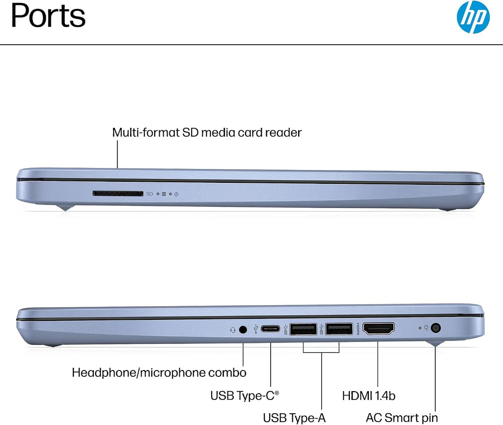 HP 14' Laptop Computer 2025-2026 Business Student, Copilot AI, Lifetime Office, 4-Core Intel CPU, 8GB RAM, 628GB Storage (128GB UFS +500GB Ext), Wi-Fi 6, 10+ Hrs, MarxsolAccessory, Win 11 Pro, Blue