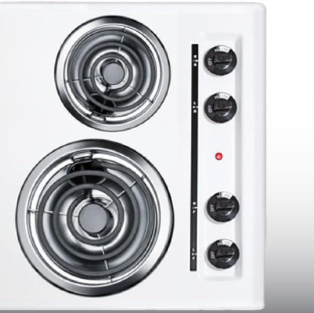 Summit 30' 4 Burner Electric Cooktop. 230 Volt Coil Electric Cooktop, White- WEL05