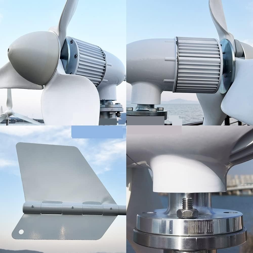 Wind Turbine Generator, 3000W 24V 48V 96V 3 Blades Horizontal Wind Turbine Generator Windmill With MPPT Charger Controller and Off Grid Inverter for Boats, Gazebos, Chalets, or Mobile Homes(24V)