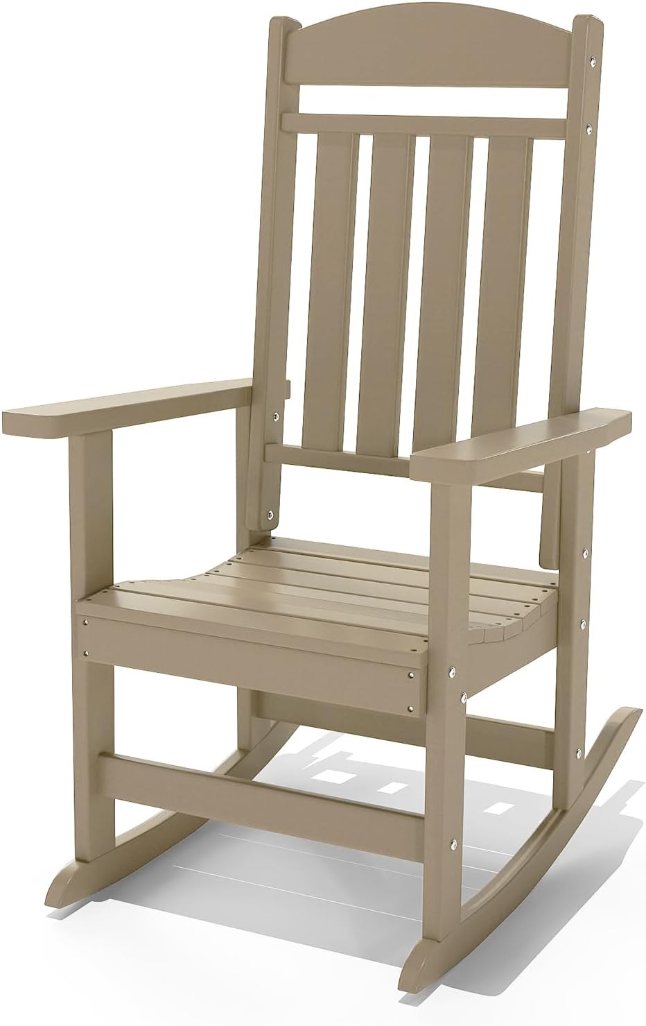 NAVINE Outdoor Rocking Chairs, Oversized High Back Patio Rocking Chairs, All Weather Porch Rocking Chairs for Outside. Brown