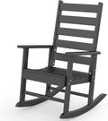 GREENVINES Outdoor-Rocking-Chair | HDPE Plastic | Patio Rockers | Porch Rocker Chairs | Shaker | Oversized | High Ladder Back | Big & Tall | PentaLuxe | Black