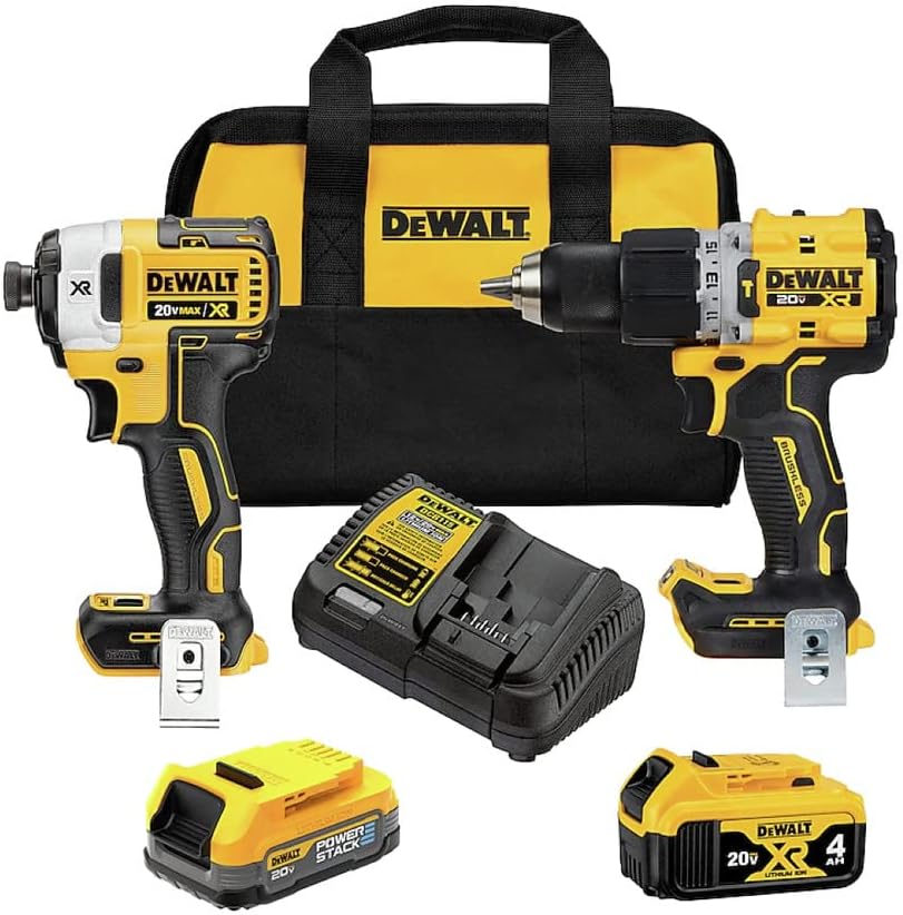 Dewalt DCK249E1M1R 20V MAX XR Brushless Lithium-Ion 1/2 in. Cordless Hammer Drill Driver and Impact Driver Combo Kit with (1) 1.7 Ah and (1) 4 Ah Battery (Renewed)
