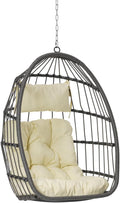 Hanging Egg Swing Chair Outdoor Wicker Hammock Egg Chairs Indoor Without Stand Water-Resistant Tufted Swing Basket Chairs Egg Chairs with UV Resistant Cushions for Bedroom Balcony Garden Patio