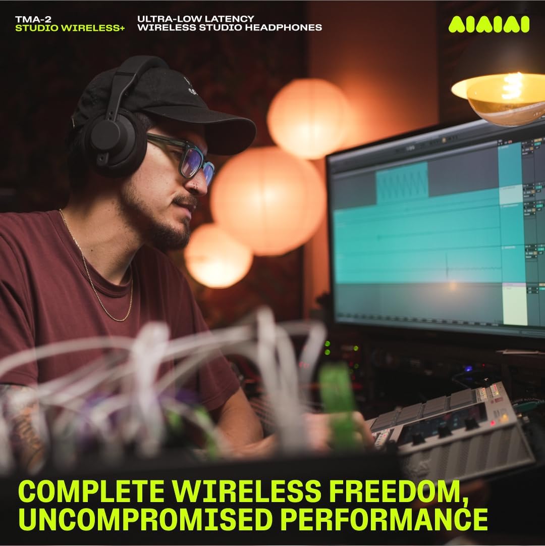 AIAIAI TMA-2 Studio Wireless+ Headphones Over Ear, W+ Link Technology, Fully Modular Construction, Uncompressed Wireless Audio, Premium Memory Foam Cushions, Ergonomic Creator Headband