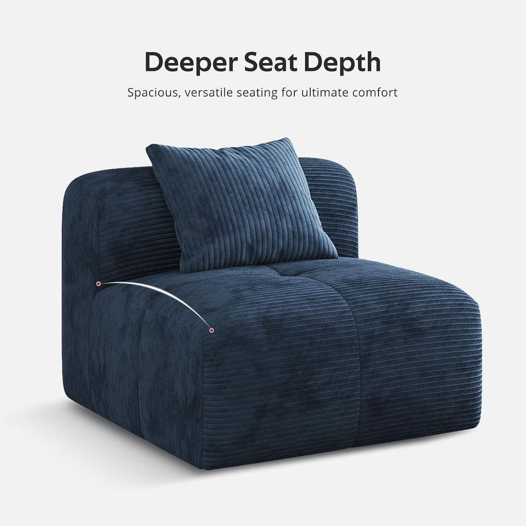 118'' Modern L-Shaped Modular Sectional Sofa for Living Room，Oversized 3-Seater Couch with Deep Seat and Movable Ottoman – No Assembly,Comfortable Corduroy Fabric Boneless Sofa