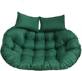 Oversized Double Papasan Chair Cushion 59 x 39 Inch (Without Chair), Outdoor Waterproof Hanging Swing Chair Cushion, Patio Swivel Rocker Chair Cushion with Headrest Pillow(Dark Green)