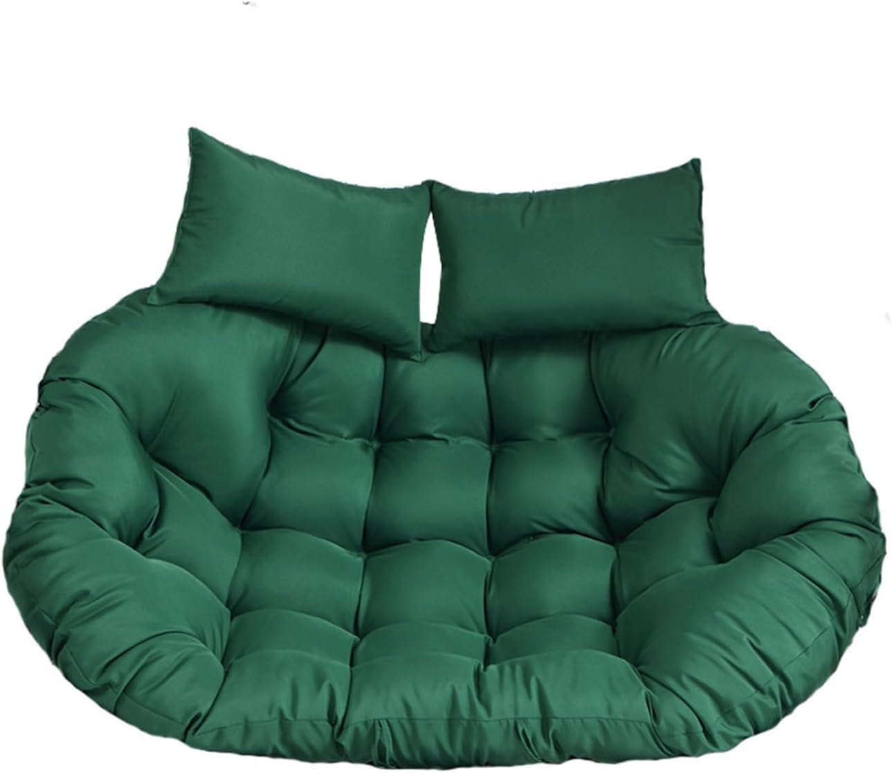 Oversized Double Papasan Chair Cushion 59 x 39 Inch (Without Chair), Outdoor Waterproof Hanging Swing Chair Cushion, Patio Swivel Rocker Chair Cushion with Headrest Pillow(Dark Green)