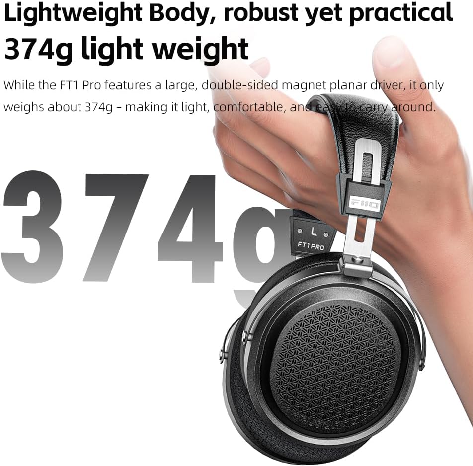 FiiO FT1 Pro Open-Back Planar Magnetic Wired Hi-Fi Headphones for Home, Studio, Recording, High Sensitivity (Black)