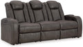 Signature Design by Ashley Fyne-Dyme Contemporary Power Reclining Sofa with USB Charging Ports and Adjustable Headrest, Brown