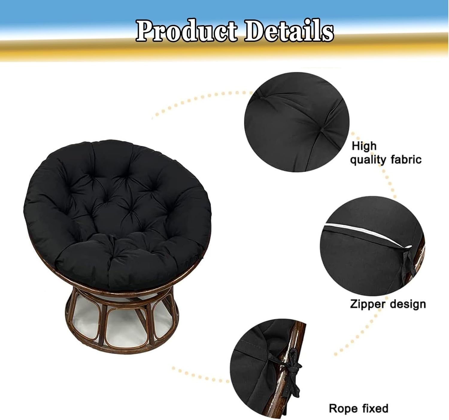 Papasan Round Chair Cushion, Thick Removable Seat Cushion Hanging Swing Cushion, Waterproof Papasan Cushion, Rocking Chair Cushion, Hammock Cushion (Chair Not Included)(Red,140cm)