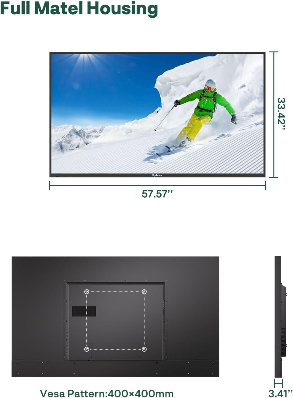 SYLVOX 65'' Outdoor TV, Premium 4K@120Hz Weatherproof TV for Smoother Sports & Gaming | IP55 Waterproof, 1000nits Brightness, Dolby Atmos, Google Smart OS with HDMI 2.1 & USB 3.0 (Gaming Series, 2025)