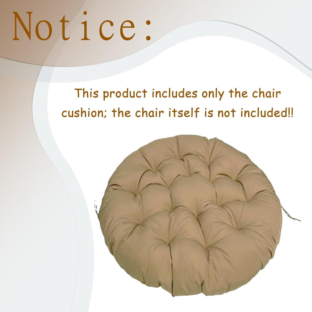 Indoor Outdoor Papasan Chair Cushion, Bucket & Moon Comfy Round Cushion, Tufted Wicker Hanging Egg Chair Cushion for Garden, Living Room, Bedroom