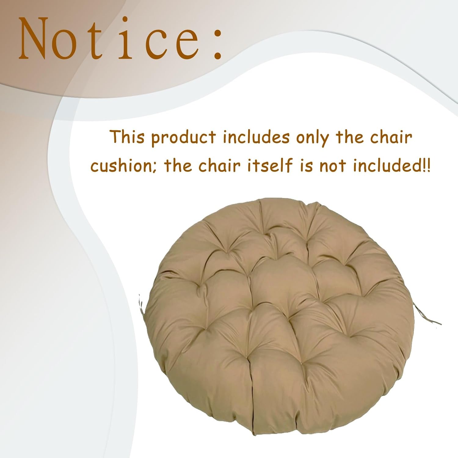 Indoor Outdoor Papasan Chair Cushion, Bucket & Moon Comfy Round Cushion, Tufted Wicker Hanging Egg Chair Cushion for Garden, Living Room, Bedroom