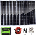 800 Watt （ 8pcs 100 Watt Monocrystalline Solar Panel Kit with 60A LCD Controller Mounting Z Brackets for RV Boat Shed