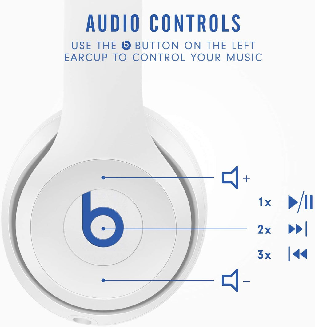 Beats Solo3 Wireless On-Ear Headphones - Apple W1 Headphone Chip, Class 1 Bluetooth, 40 Hours of Listening Time, Built-in Microphone - Club White (Latest Model)