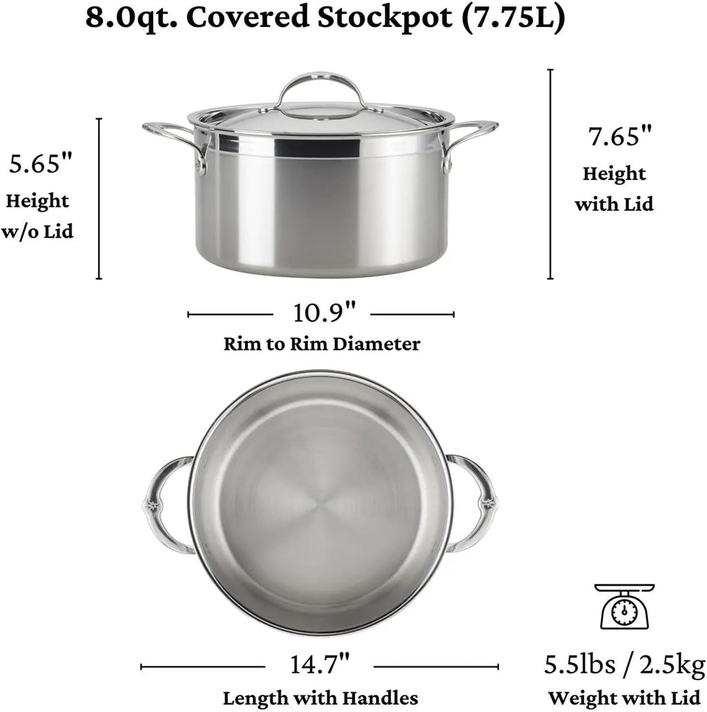 Hestan - ProBond Collection - Professional Clad Stainless Steel 10-Piece Ultimate Cookware Set, Induction Cooktop Compatible