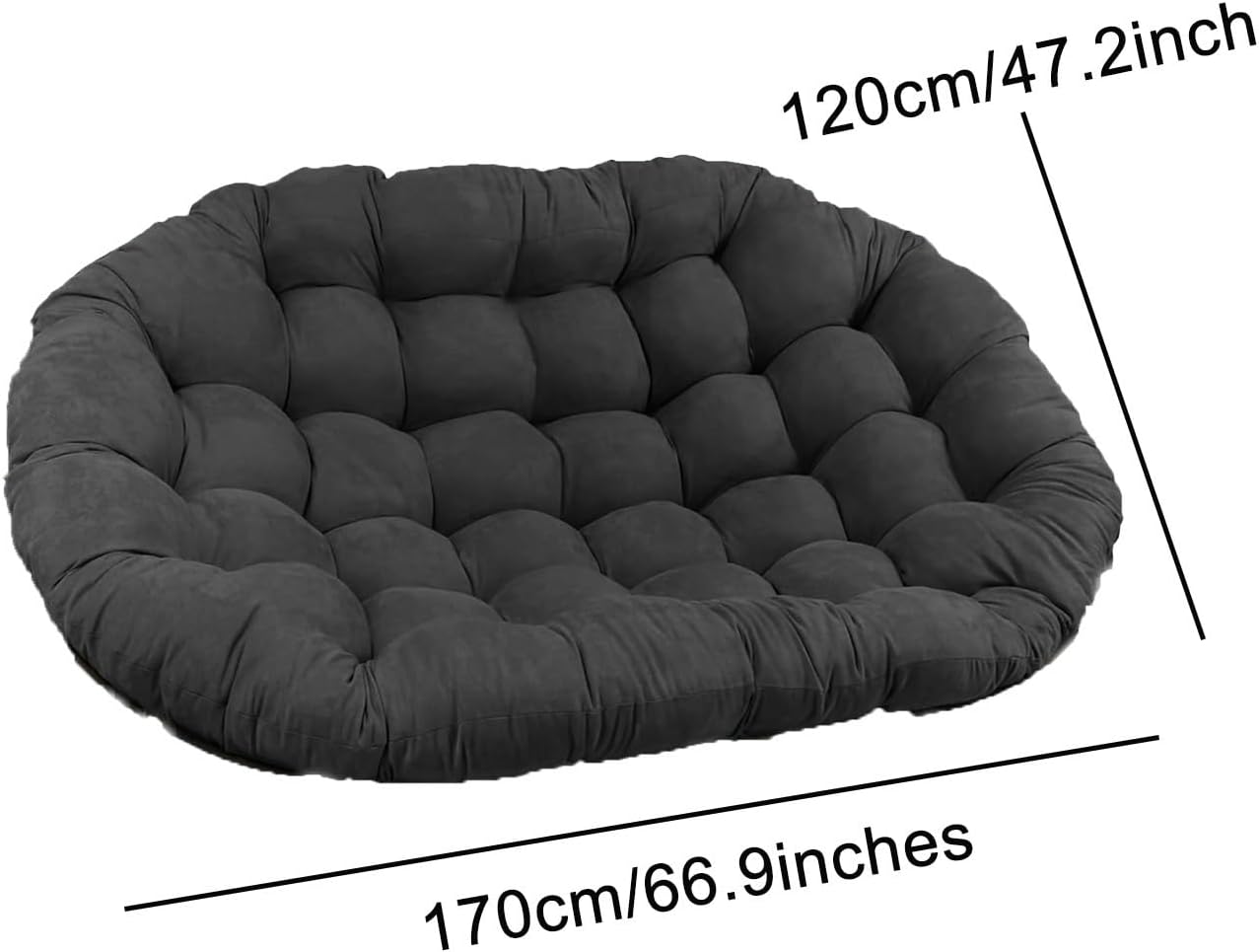Oversized Double Papasan Chair Cushion, Indoor Outdoor Wicker Egg Rocker Cushions for Patio Furniture, Overstuffed Round Cushion, (Frame NOT Included)