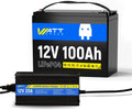 WattCycle 12V 100Ah LiFePO4 Deep Cycle Battery - BCI Group 24, 15000 Cycles, 100A BMS, -4℉ Protection for RV Boondocking, Golf Cart, Marine & Home Energy Storage with 12V 20A Charger