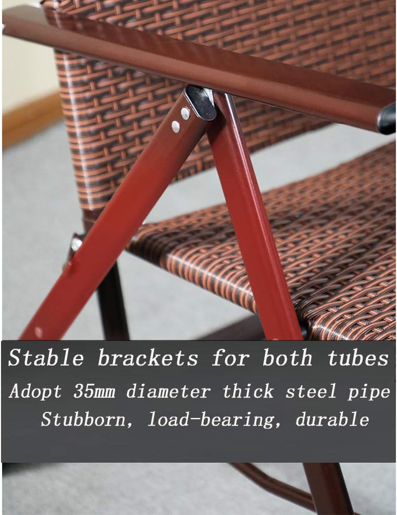 Folding Deck Chair, Leisure Rattan Garden Rocking Chair for Indoor nap Lunch Break/Outdoor Camping Beach