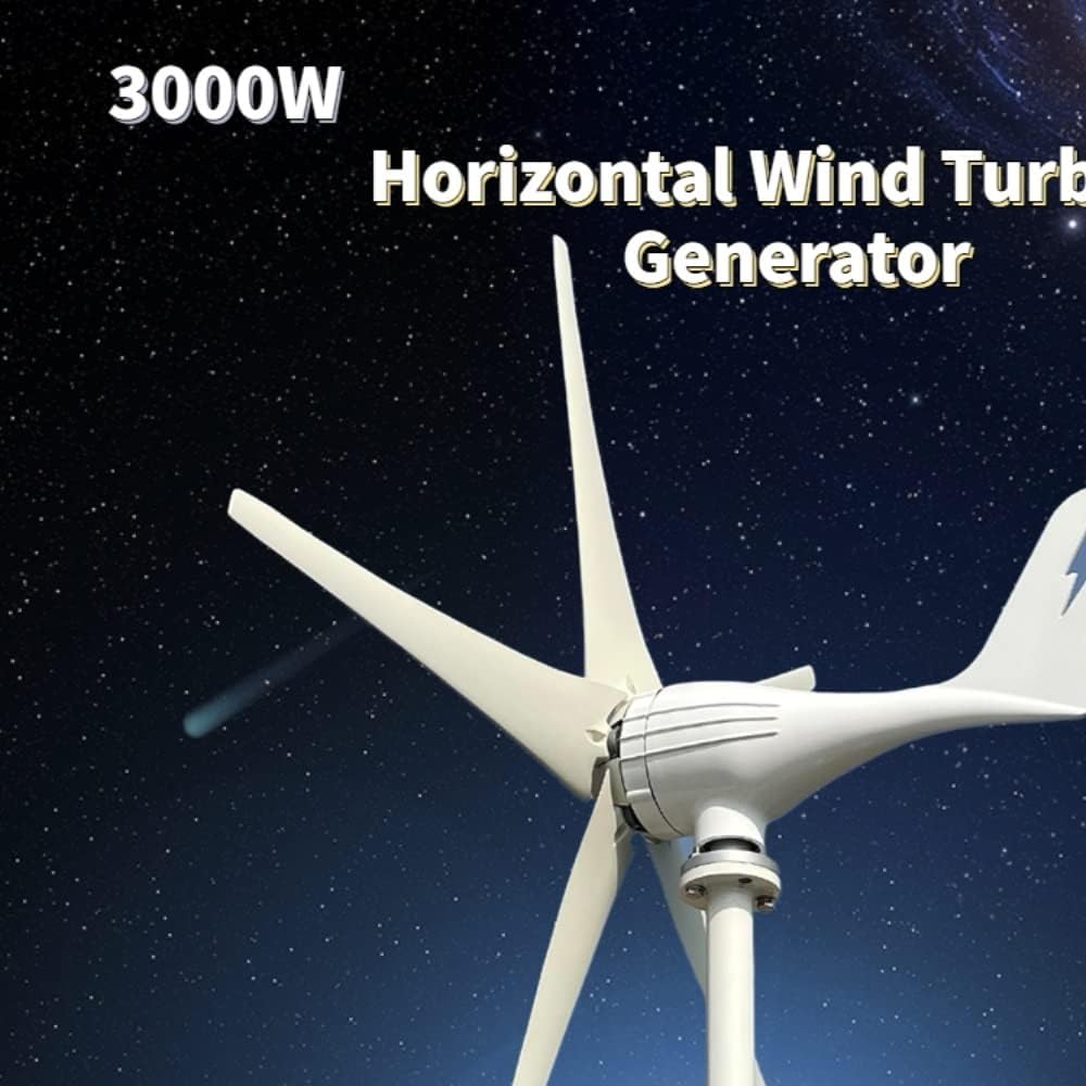 Wind Turbine Generator, 3000w 5 Blades Free Energy Wind Energy HIGH Efficient 12v 24v Wind Turbine Generator With MPPT Controller Wind System for Boats, Gazebos, Chalets, or Mobile Homes(Mppt controll
