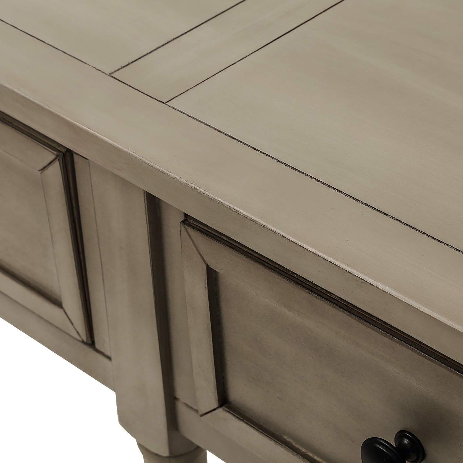 Merax Console Table Sofa Table with Two Storage Drawers and Bottom Shelf for Living Room, Entryway, Easy Assembly (Grey Wash)