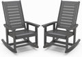 IVY&LANE Outdoor Rocking Chairs Set of 2 | Porch-Rockers | Grey | HDPE Plastic | All-Weather | High Back | Wide Seat | Oversized Patio Rocker for Adult | for Outside Deck Balcony Garden
