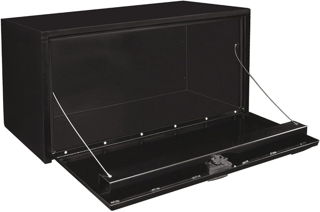Buyers Products 1702303 Black Steel Underbody Truck Tool Box – 18 x 18 x 30 Inch - Truck Bed & Underbelly RV Storage Box, Locking T-Latch, Weather-Resistant, Heavy-Duty Flatbed Job Box, Made in USA