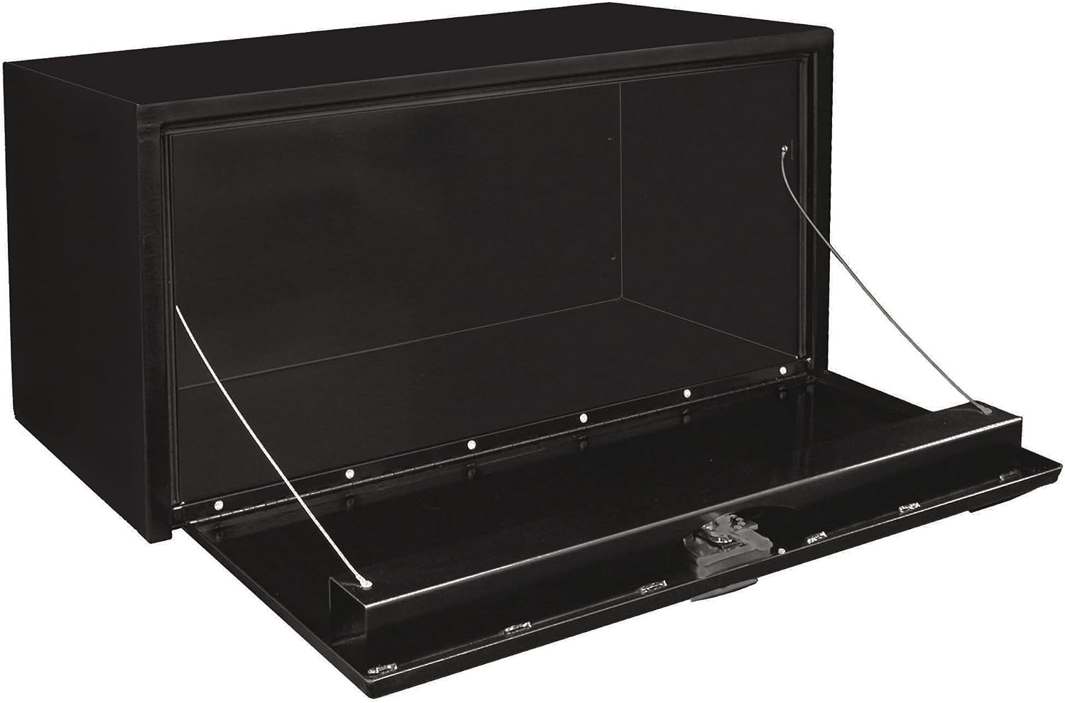 Buyers Products 1702303 Black Steel Underbody Truck Tool Box – 18 x 18 x 30 Inch - Truck Bed & Underbelly RV Storage Box, Locking T-Latch, Weather-Resistant, Heavy-Duty Flatbed Job Box, Made in USA