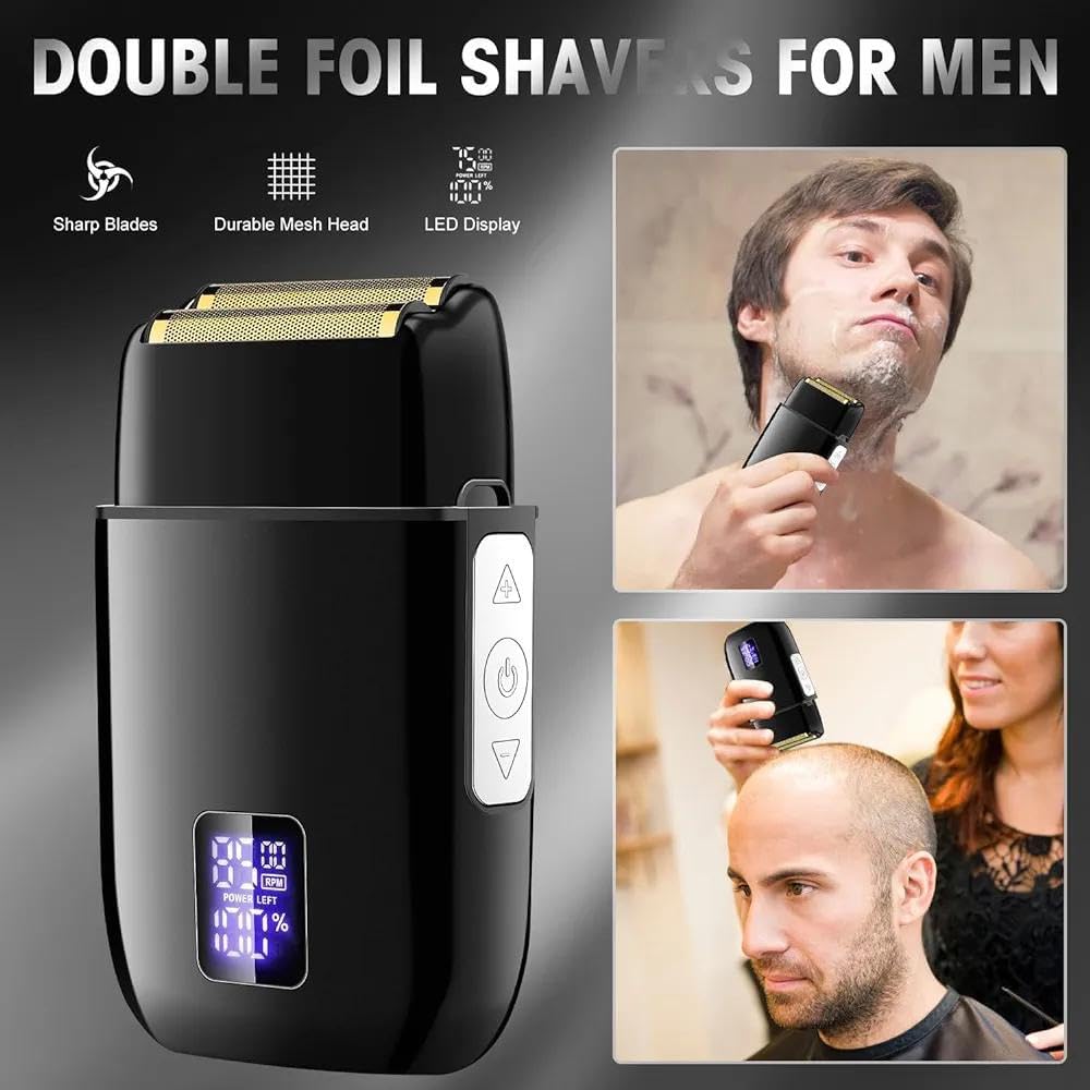 Roziapro Professional Hair Clippers for Men Zero Gapped T-Blade Trimmer Cordless Nose Hair Trimmer Electric Foil Shaver Rechargeable Hair Grooming Set with LED Display (Black)
