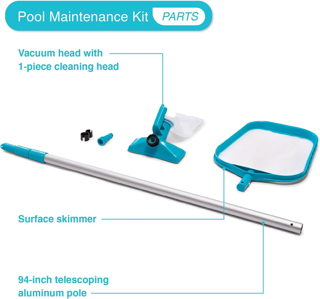 Round Above Ground Swimming Pool Set w/ Cleaning Maintenance Swimming Pool Kit