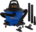 Koblenz WD-16 L4 Wet Dry Vacuum Cleaner, 16 Gallon Wet Dry Vac, 6.5 PHP, 3-in-1 Suction & Blower, Click-N-Lock Hose, Drain Plug, Big Vacuum Cleaner for Carpet & Floors, Swivel Casters, Black/Blue