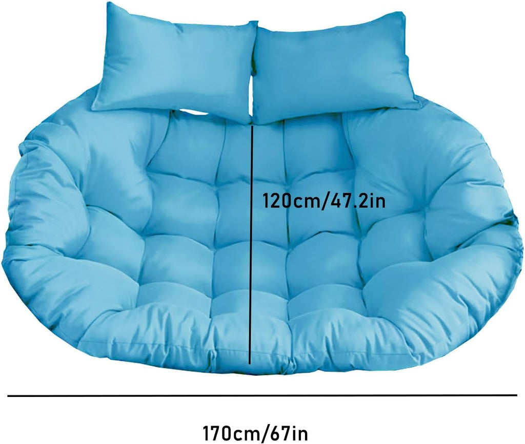 Double Egg Chair Cushion, 59x43In/67x47In 2-3 Seater Waterproof Removable Swing Cushion Replacement for Outdoor Egg Chair, Patio Swing and Rocking Chair, Indoor/Outdoor Use