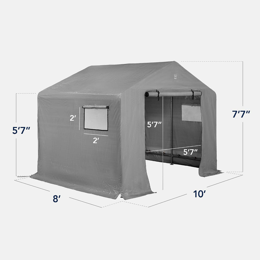 Best Choice Products 10x8ft Outdoor Storage Shed, Carport, Canopy Shelter, Dual Doors & Windows, Metal Frame, Weather-Resistant, Perfect for Storing Motorcycle, Bike, Garden Tools – Gray