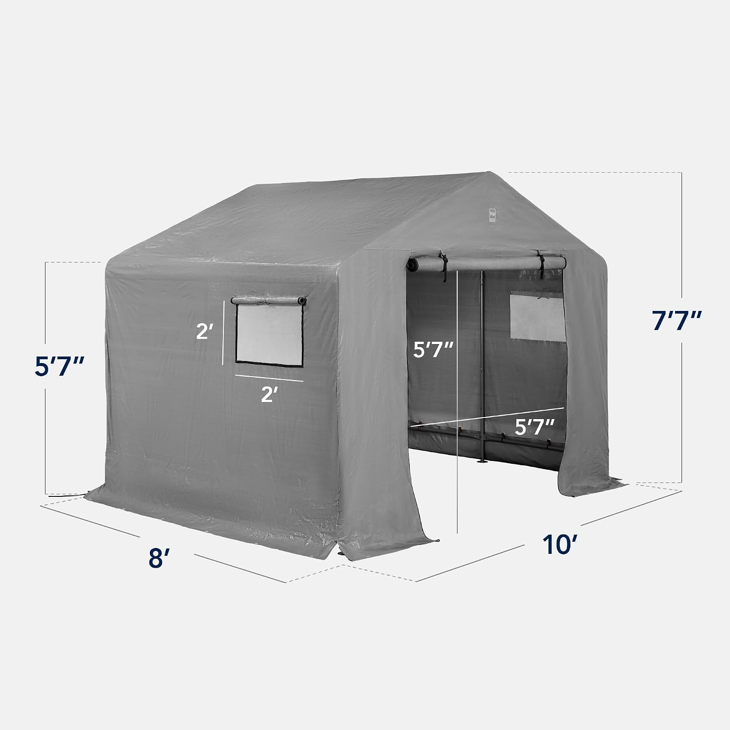 Best Choice Products 10x8ft Outdoor Storage Shed, Carport, Canopy Shelter, Dual Doors & Windows, Metal Frame, Weather-Resistant, Perfect for Storing Motorcycle, Bike, Garden Tools – Gray