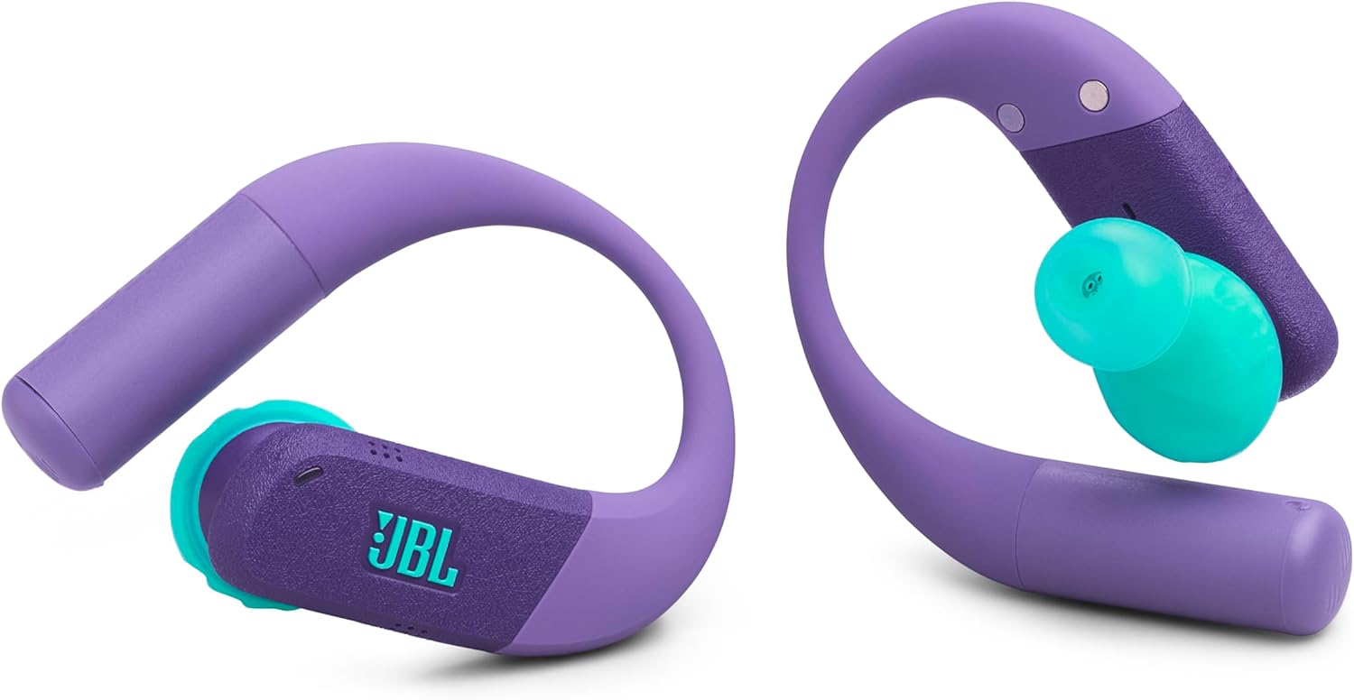 JBL Endurance Peak 4 - True Wireless Noise Cancelling Sport Earbuds, Up to 48Hrs Total Playback, Water & dust Proof (IP68), Secure fit with TwistLock™ Design, & 6 mics for Perfect Calls (Purple/Teal)