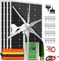 880W Solar Panel Wind Turbine Generator Kit 12V/24V: 4pcs 120W Monocrystalline Solar Panel,400W Wind Turbine Generator,Hybrid MPPT Charge Controller & 3000W Inverter & Brackets