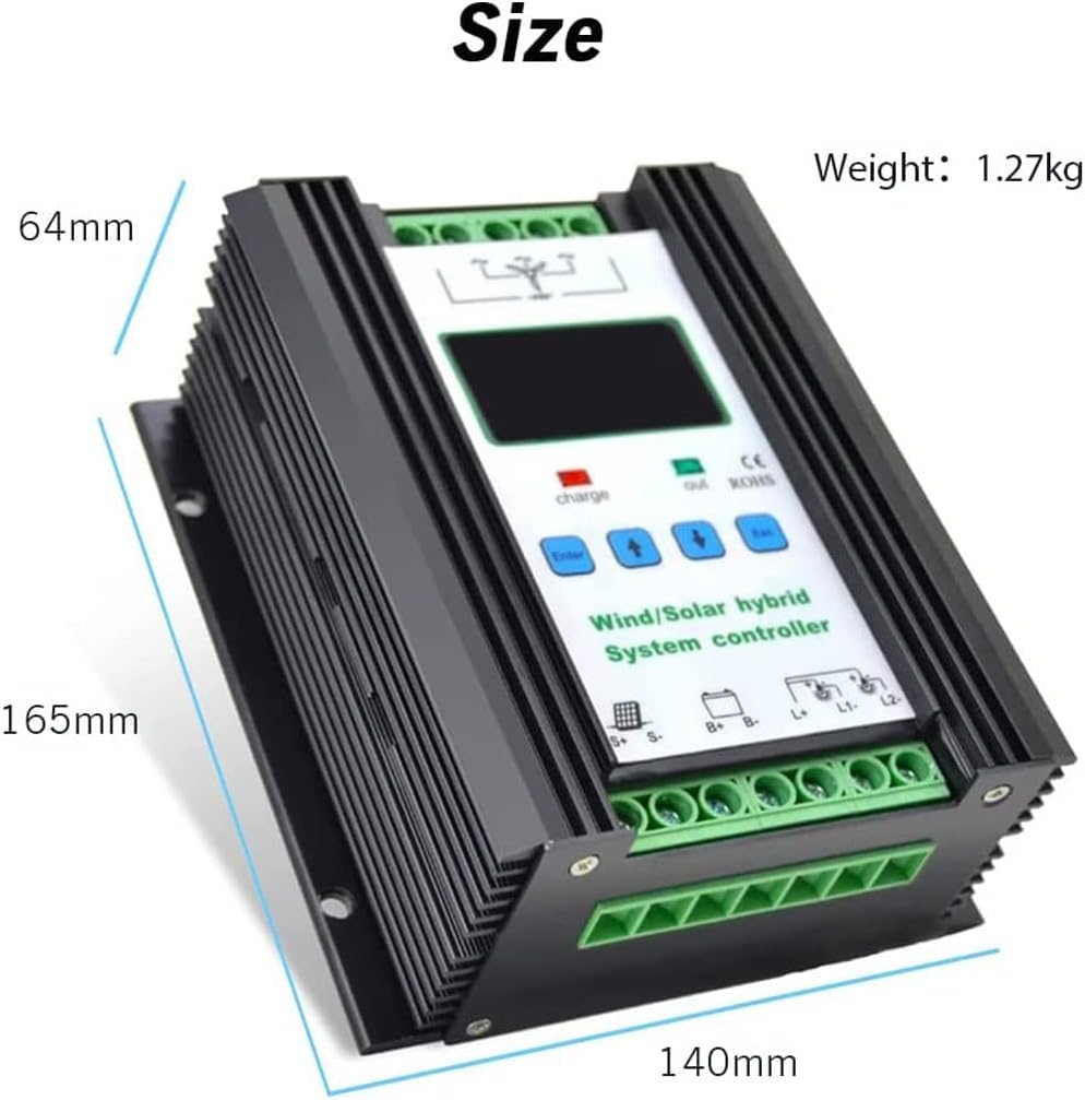 3000W Wind Solar Hybrid Charge Controller with LCD Display,24V/48V Automatic Wind and Solar Charge Controller , 1500W Wind + 1500W Solar Wind Power Accessories Intelligent Regulator
