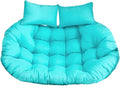 Oversized Double Papasan Chair Cushion 59 x 39 Inch (Without Chair), Outdoor Waterproof Hanging Swing Chair Cushion, Patio Swivel Rocker Chair Cushion with Headrest Pillow(Lake Blue)