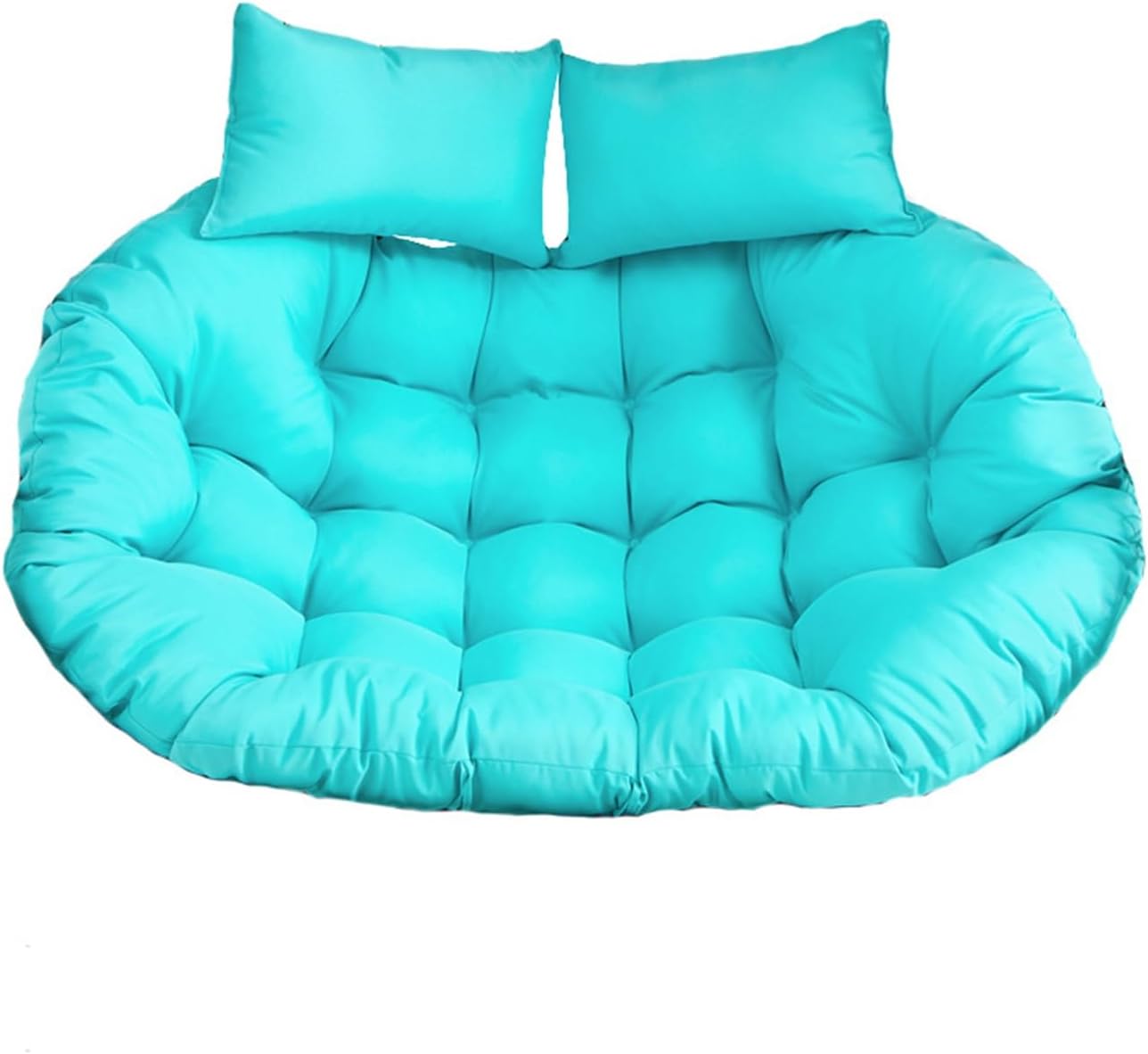 Oversized Double Papasan Chair Cushion 59 x 39 Inch (Without Chair), Outdoor Waterproof Hanging Swing Chair Cushion, Patio Swivel Rocker Chair Cushion with Headrest Pillow(Lake Blue)
